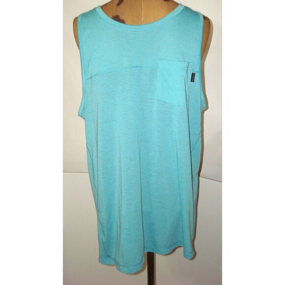 New Mens M NWT Prana Milo Tank Teal Gray Aqua Blue Sleeveless Shirt Recycled Org - Picture 1 of 5
